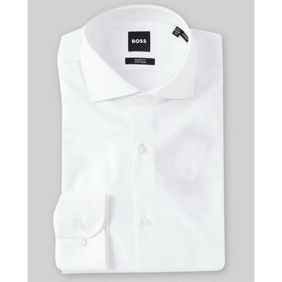 BOSS Hugo Men's Sharp Fit Button-Up Shirt Long Sleeve White 17.5 XL 34 35 NEW - Picture 14 of 14